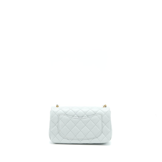 Chanel 23C Pearl Crush Mini Rectangular Lambskin Light Grey Brushed  (Microchip)