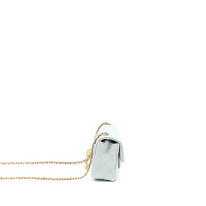 Chanel 23C Pearl Crush Mini Rectangular Lambskin Light Grey Brushed  (Microchip)