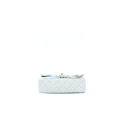Chanel 23C Pearl Crush Mini Rectangular Lambskin Light Grey Brushed  (Microchip)