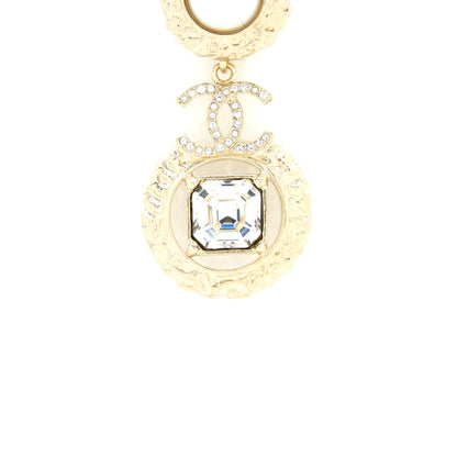 Chanel CC Logo With Pearls And Square Crystals Earrings L