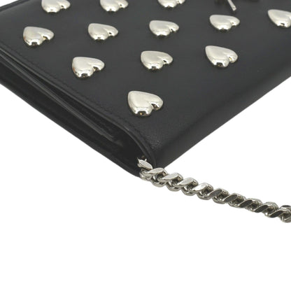 YVES SAINT LAURENT Kate Heart Studded Leather Shoulder Bag Black