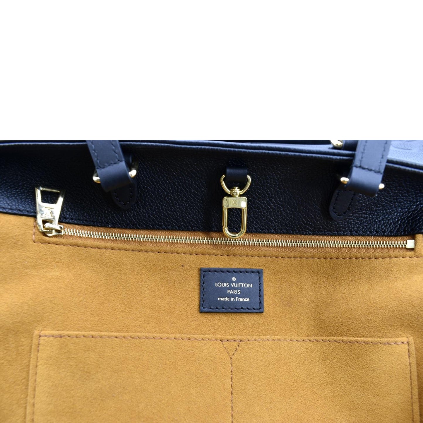 LOUIS VUITTON Onthego MM Giant Monogram Empreinte Leather Tote Shoulder Bag Black