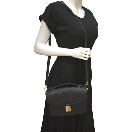 LOUIS VUITTON Metis Pochette Empreinte Leather Crossbody Bag Black