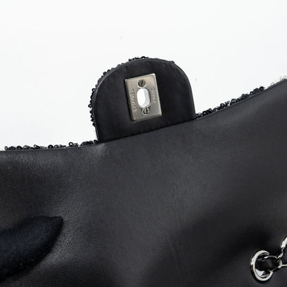 Chanel 21P Limited Edition Flap Bag Sequins/ Satin Black/ White