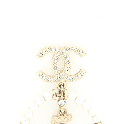 Chanel No.5 Perfume And Crystals CC With Pearl Round Earrings