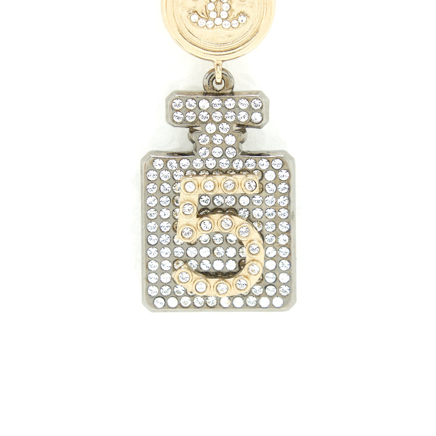Chanel No.5 Perfume Bottle Crystal Drop Earrings L