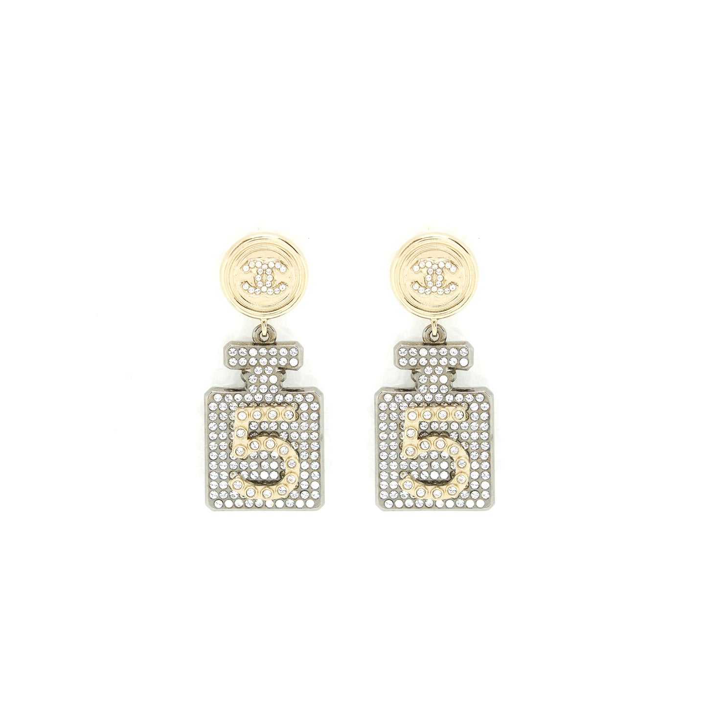 Chanel No.5 Perfume Bottle Crystal Drop Earrings L
