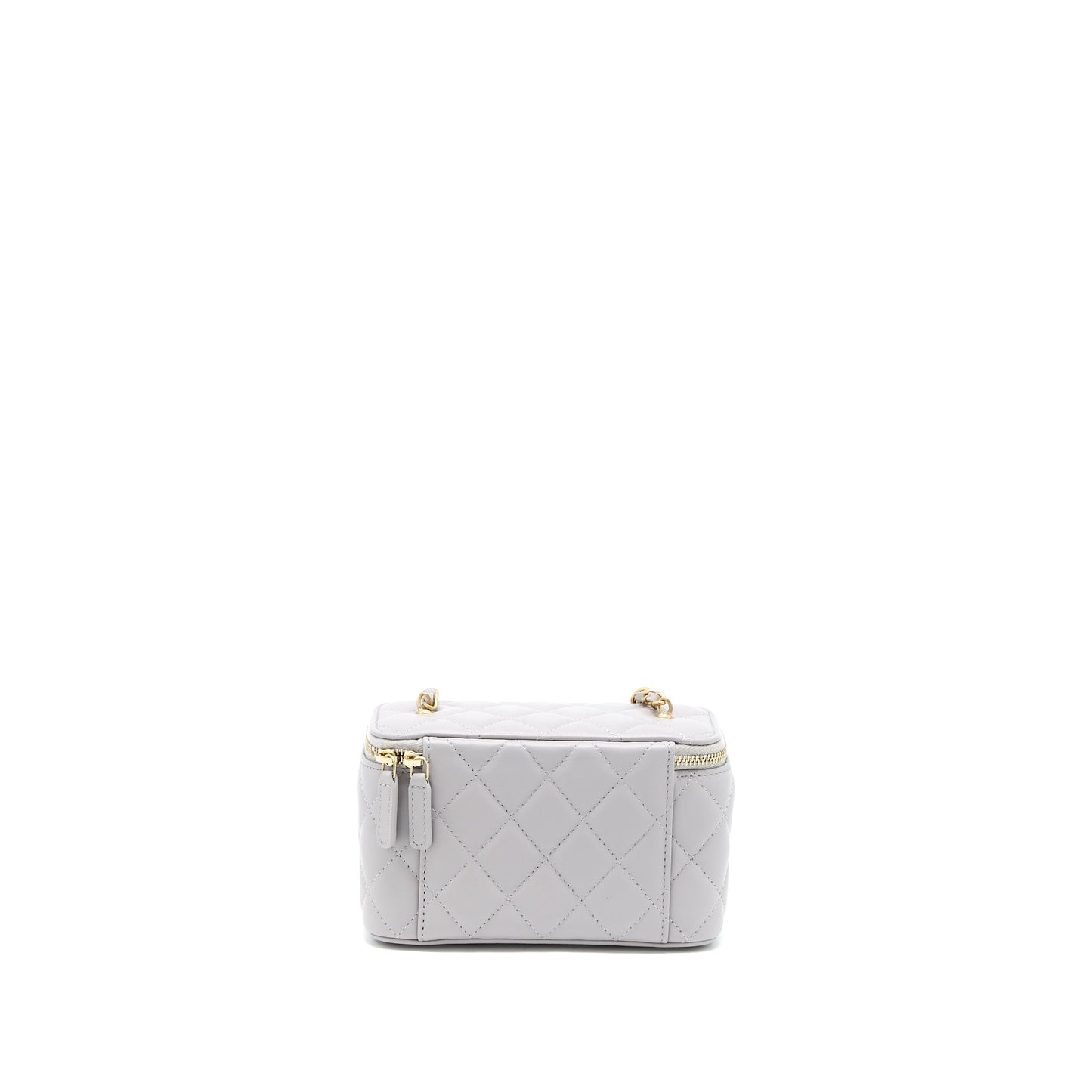 Chanel 22B Pearl Crush Long Vanity with Chain Lambskin Grey