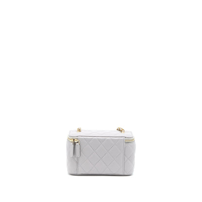 Chanel 22B Pearl Crush Long Vanity with Chain Lambskin Grey