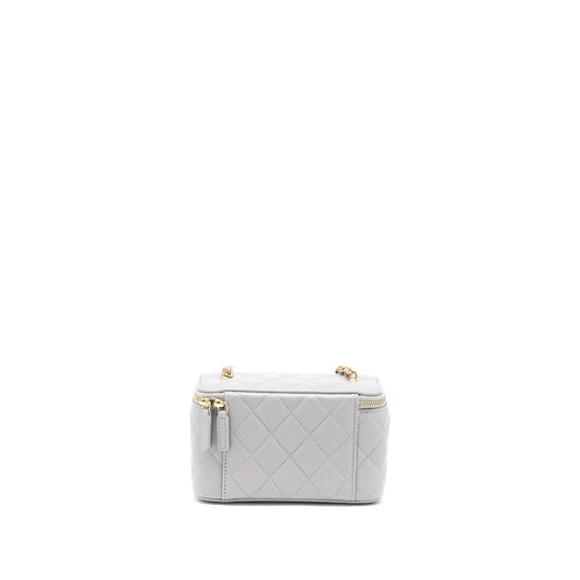 Chanel 22B Pearl Crush Long Vanity with Chain Lambskin Grey