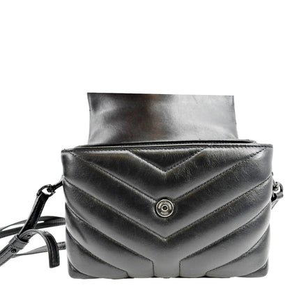 YVES SAINT LAURENT Loulou Toy Matelasse Leather Crossbody Bag Black