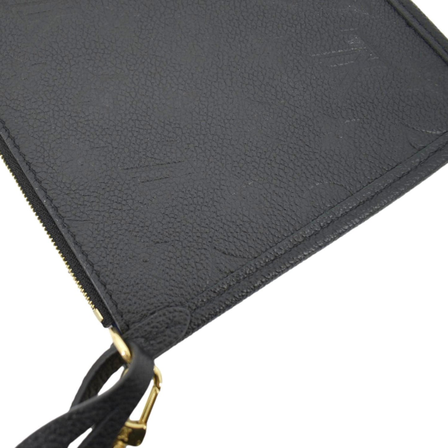 LOUIS VUITTON Neverfull Empreinte Monogram Pochette Wristlet Pouch Black