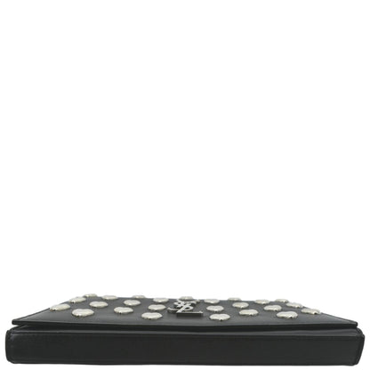 YVES SAINT LAURENT Kate Heart Studded Leather Shoulder Bag Black