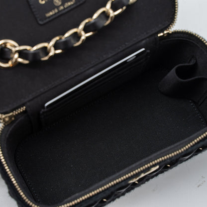 Chanel Long Vanity with Giant Chain Tweed/Lambskin Black L