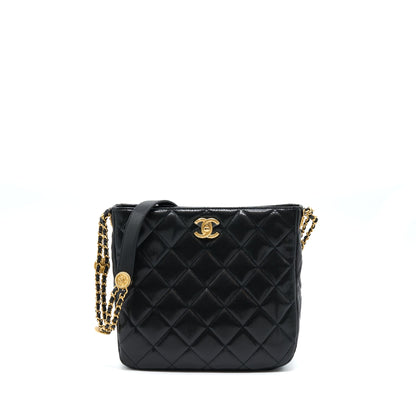 Chanel 22A Twist Your Buttons Hobo Shoulder Bag Caviar Black