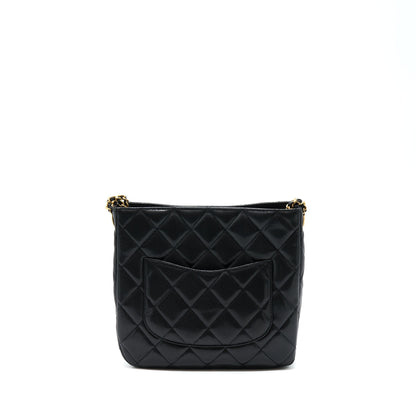 Chanel 22A Twist Your Buttons Hobo Shoulder Bag Caviar Black