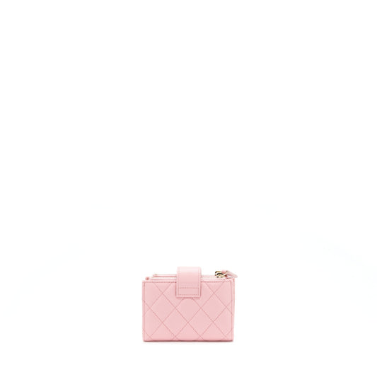 Chanel Double Zip Card Holder Caviar Pink L