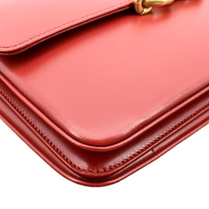 YVES SAINT LAURENT Le Maillon Smooth Leather Shoulder Bag Red