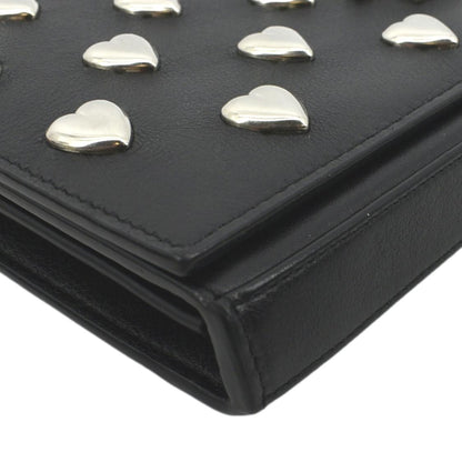 YVES SAINT LAURENT Kate Heart Studded Leather Shoulder Bag Black