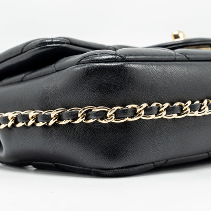 Chanel Pearl Chain Quilted Flap Bag Lambskin Black