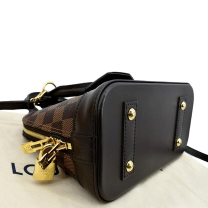 LOUIS VUITTON Alma BB Damier Ebene Satchel Crossbody Bag Brown