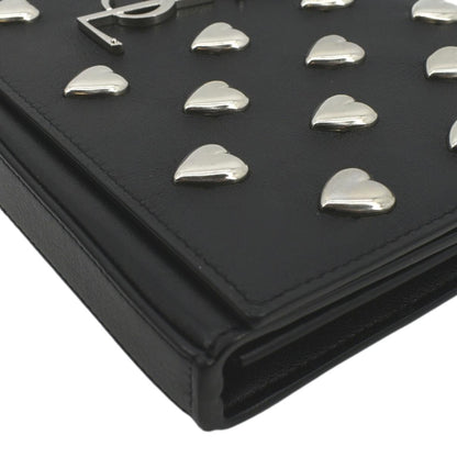 YVES SAINT LAURENT Kate Heart Studded Leather Shoulder Bag Black