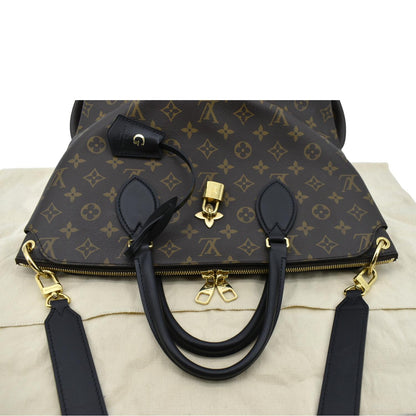 LOUIS VUITTON Flower Zipped MM Monogram Canvas Tote Bag Noir