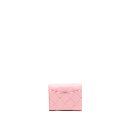 Chanel 22C Flap Card Holder with Chain Caviar Pink L