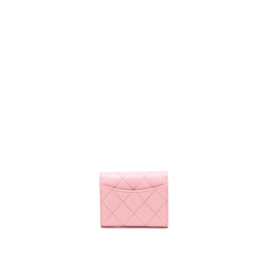 Chanel 22C Flap Card Holder with Chain Caviar Pink L
