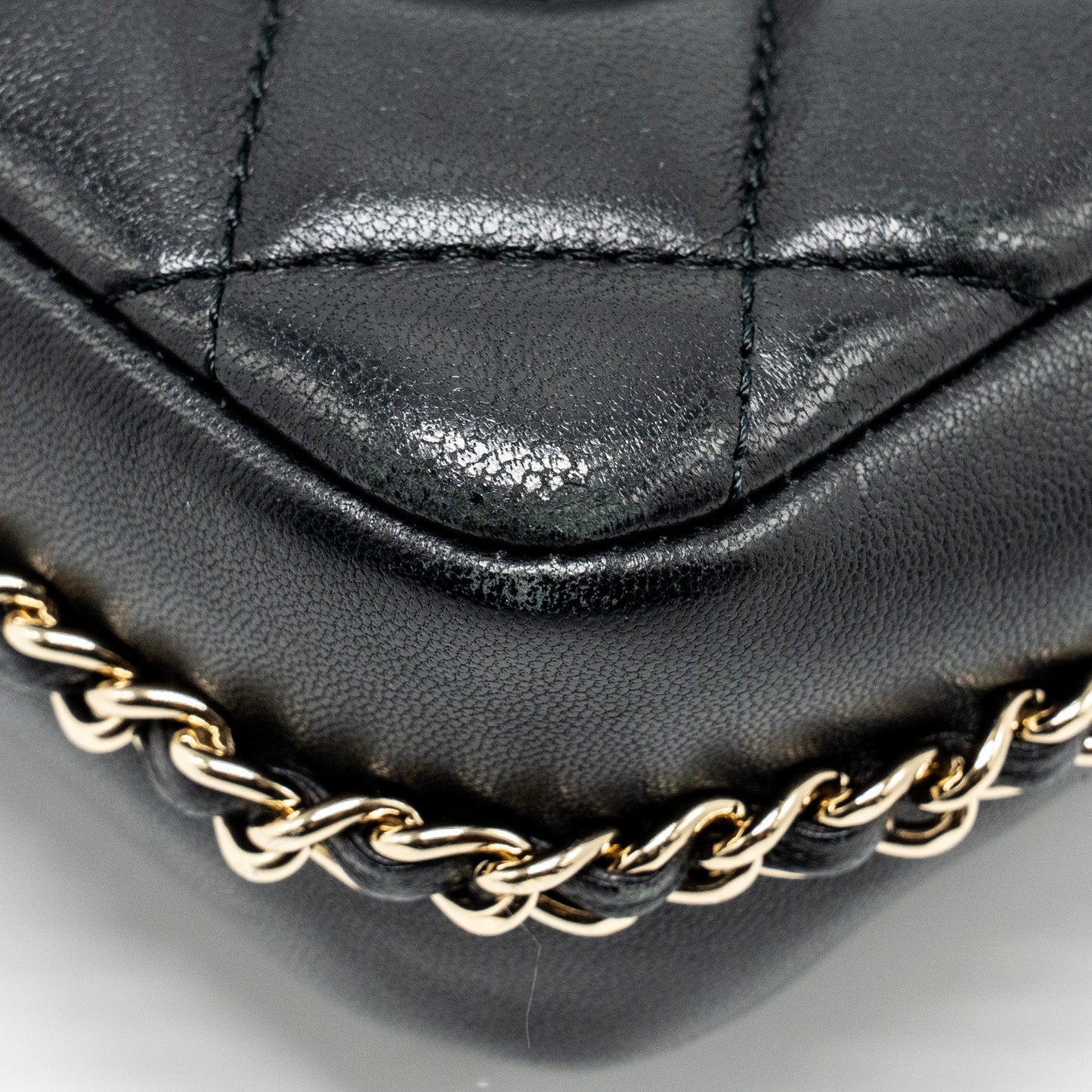 Chanel Pearl Chain Quilted Flap Bag Lambskin Black