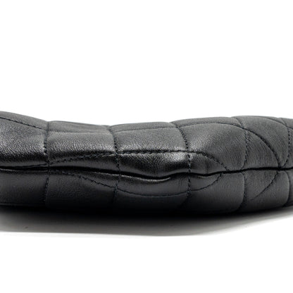 Chanel pearl round handle evening clutch lambskin black  (microchip)