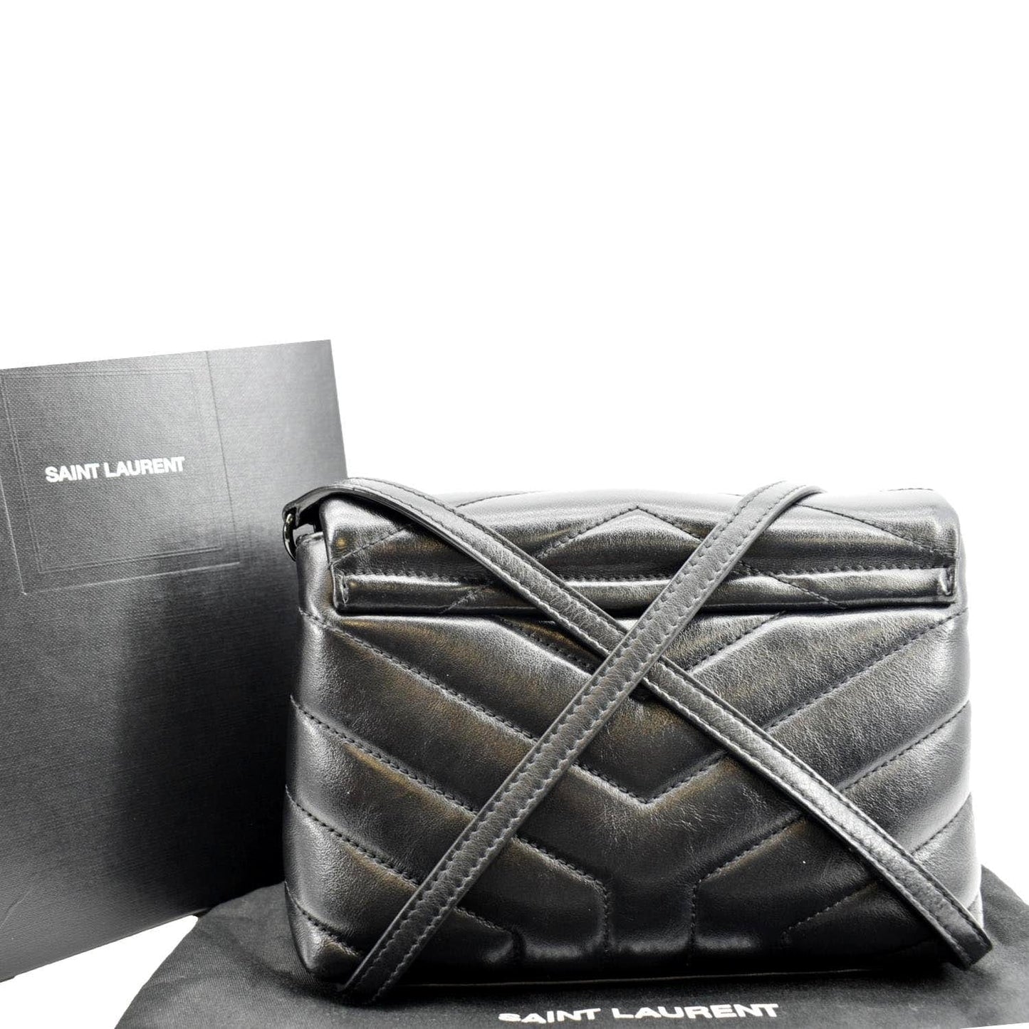 YVES SAINT LAURENT Loulou Toy Matelasse Leather Crossbody Bag Black
