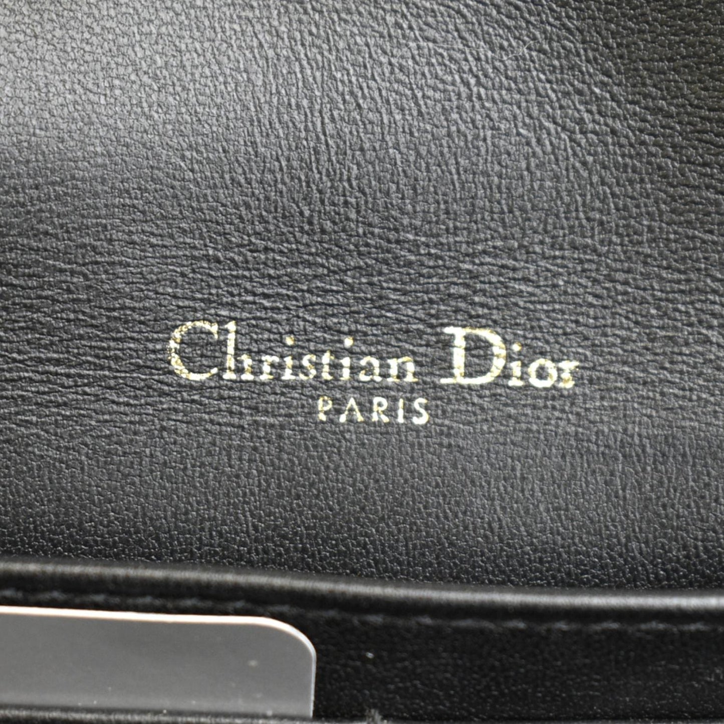 CHRISTIAN DIOR Lady Dior Leather Shoulder Chain Wallet Black