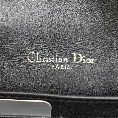 CHRISTIAN DIOR Lady Dior Leather Shoulder Chain Wallet Black