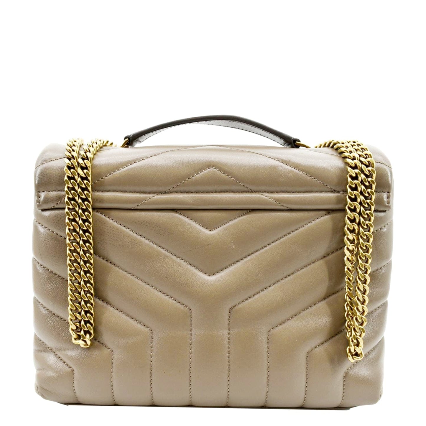 YVES SAINT LAURENT Small Loulou Quilted Leather Crossbody Bag Dark Beige