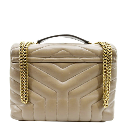 YVES SAINT LAURENT Small Loulou Quilted Leather Crossbody Bag Dark Beige