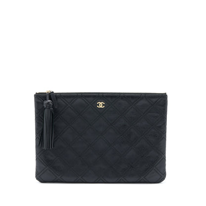 Chanel Quilted Pouch with Tassel Black L