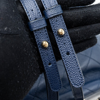Chanel Drawstring Backpack Lambskin / Grained Calfskin Dark Blue L