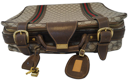 GUCCI Classic GG Monogram Canvas Brown Stripes Suitcase Bag