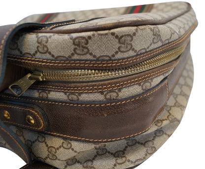 GUCCI Classic GG Monogram Canvas Brown Stripes Suitcase Bag