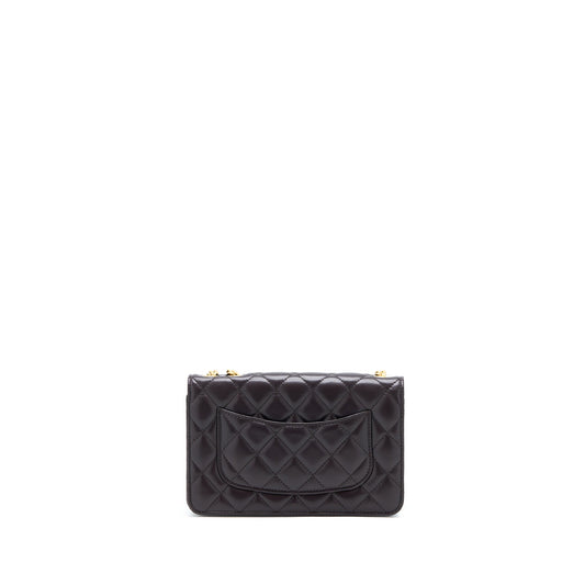 Chanel Gold Pillar Wallet On Chain Lambskin Dark Brown Brushed (Microchip)