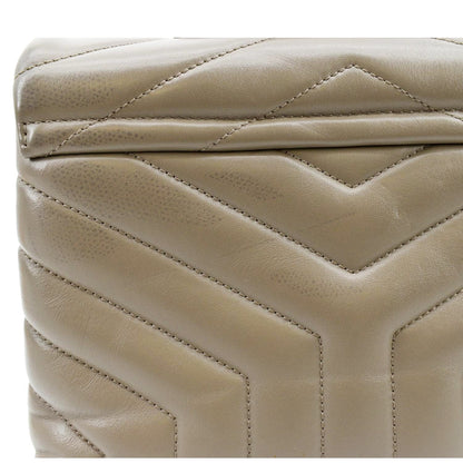 YVES SAINT LAURENT Small Loulou Quilted Leather Crossbody Bag Dark Beige