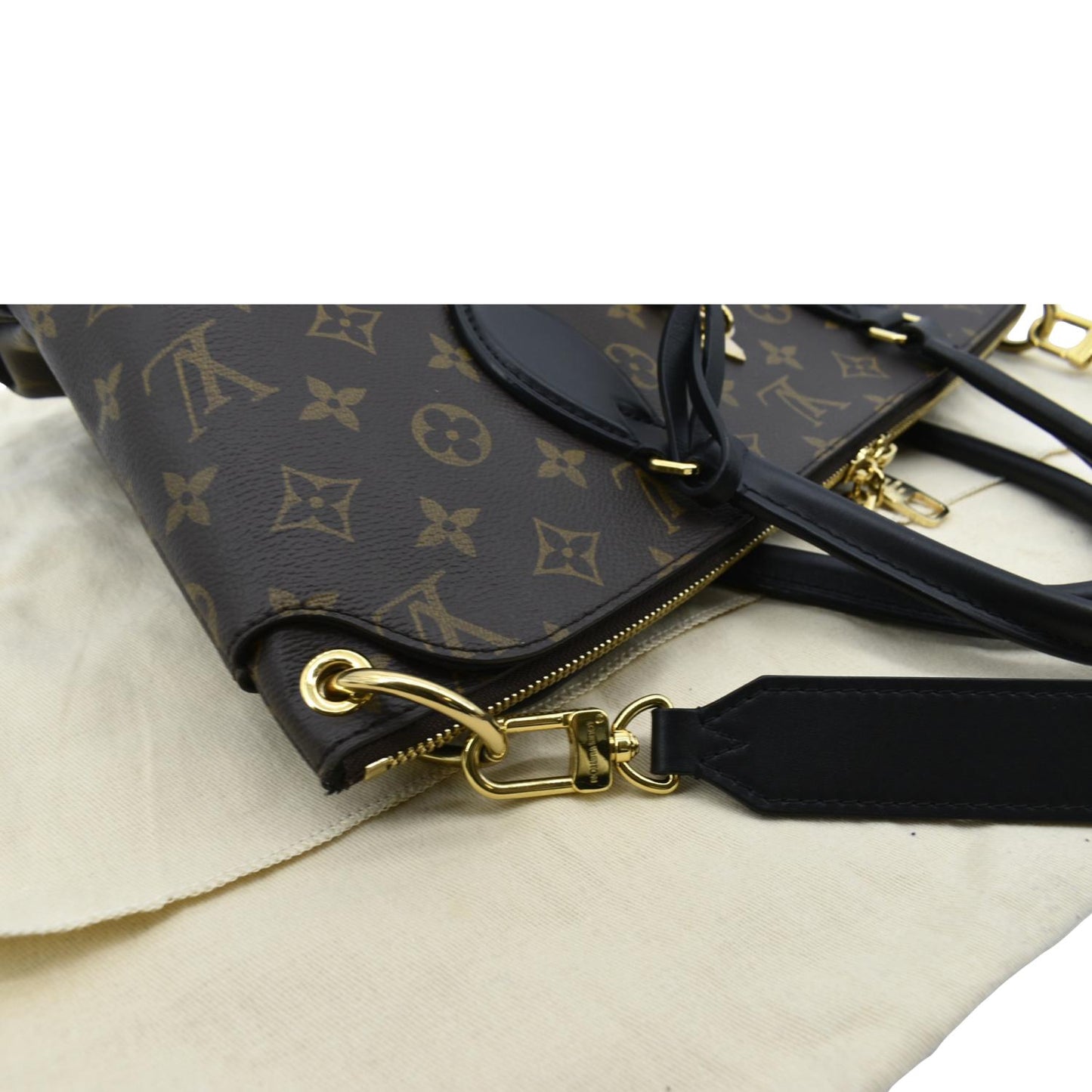 LOUIS VUITTON Flower Zipped MM Monogram Canvas Tote Bag Noir