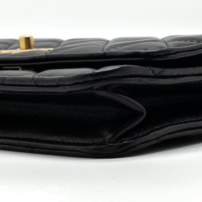 Chanel Pearl Crush Wallet On Chain Lambskin Black  (microchip)