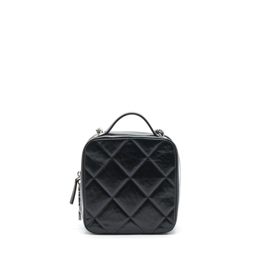 Chanel Quilted Vertical Top Handle Bag Calfskin Black