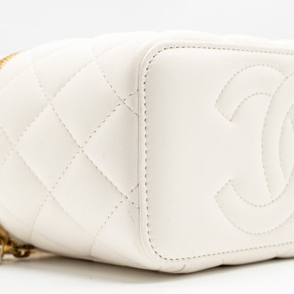 Chanel long vanity with Coco letter chain lambskin white  (microchip)