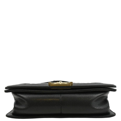 CHANEL Medium Boy Flap Caviar Quilted Leather Shoulder Bag Black