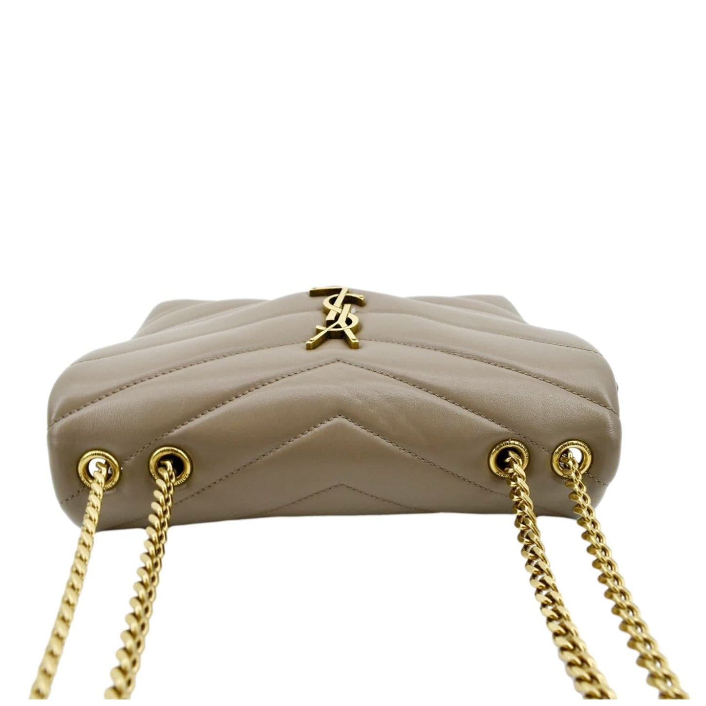 YVES SAINT LAURENT Small Loulou Quilted Leather Crossbody Bag Dark Beige