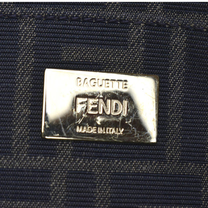 FENDI Mini Baguette Woven Jacquard Fabric Shoulder Bag Brown