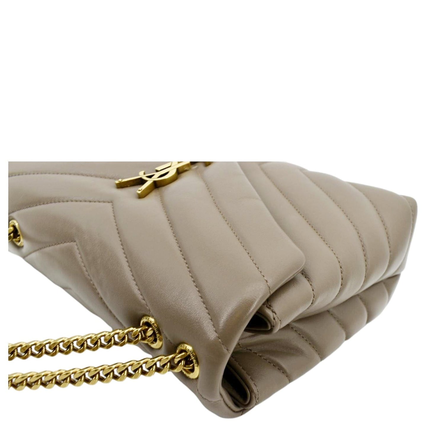 YVES SAINT LAURENT Small Loulou Quilted Leather Crossbody Bag Dark Beige